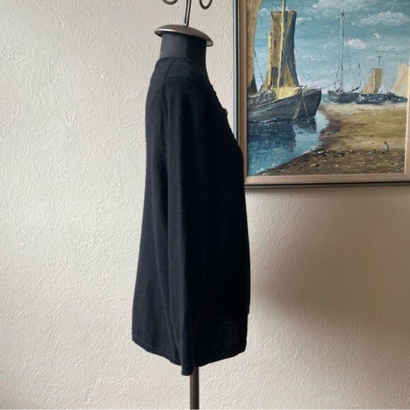 Black merino wool beaded cardigan size XL - Picture 4 of 9